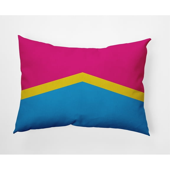 Simply Daisy 20 in x 14 in Contemporary Pink and Yellow Chevron Polyester Decorative Lumbar Pillow