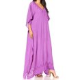 thumbnail image 3 of Sakkas Favi Womens Casual Long Maxi Dress Caftan Cover Up Loungewear in Rayon - Purple - One Size Regular, 3 of 5