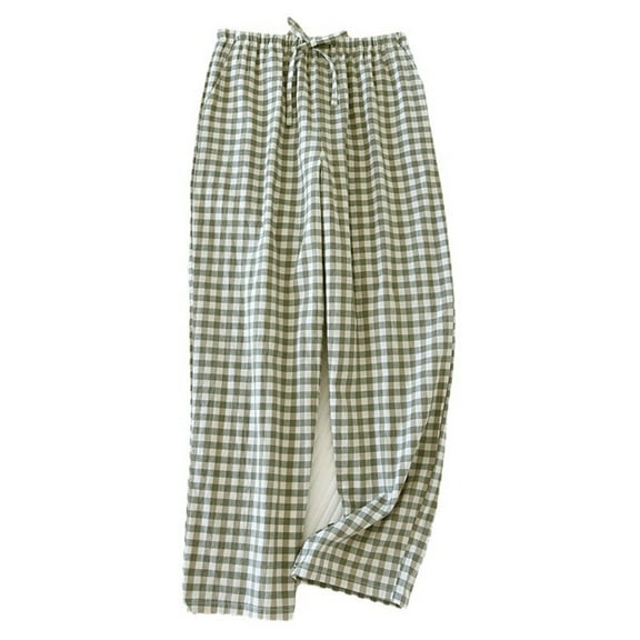 Chbgutlmr Pajama Pants Women Plaid Printed Drawstring Elastic Waist Loose Casual Homewear Trousers Fall