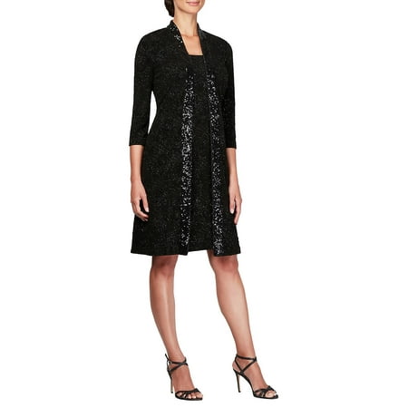 Alex Evenings Sleeveless - Two-Piece Sequin Jacket & Shift Dress