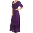thumbnail image 4 of Sakkas Dannee Adjustable Cap Sleeve Caftan Long Embroidered Stonewashed Dress - Purple  - L/XL, 4 of 4