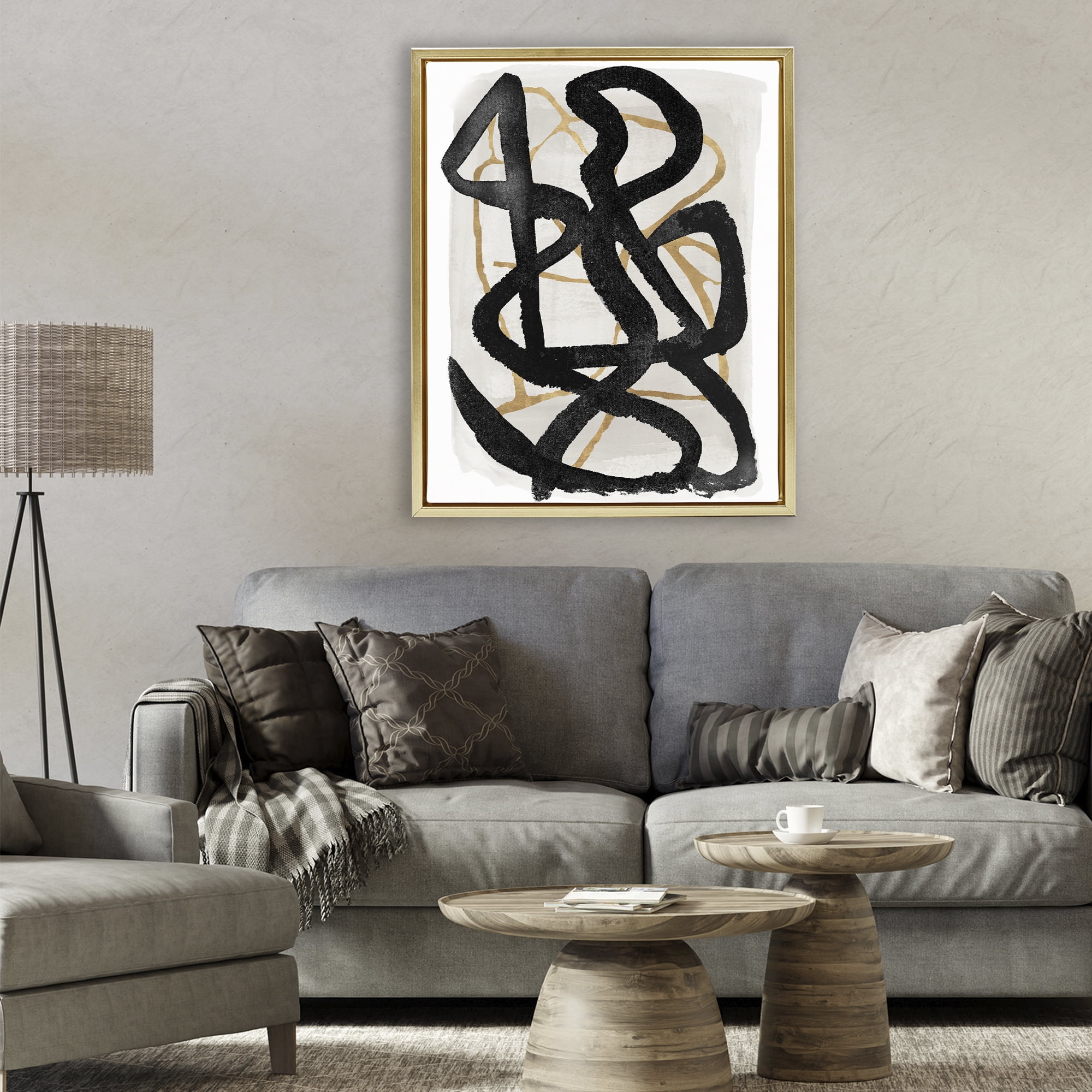 Stupell Industries Hindsight Black & Beige Gold Framed Floater Canvas Wall Art, design by Lucille Price