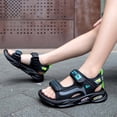 thumbnail image 5 of Gyujnb Boys Open Toe Sport Sandals Adjustable Strap Breathable Casual Outdoor Beach Shoes Flat Heel (Boys),12-12.5 Years, 5 of 7