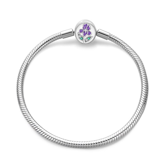 KUNSIR 925 Sterling Silver Iris Flower Snake Chain Bracelets 3mm DIY Charm Gifts 6.7 in