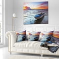 thumbnail image 3 of Designart Boat at the Sunset - Landscape Photography Throw Pillow - 16x16, 3 of 5
