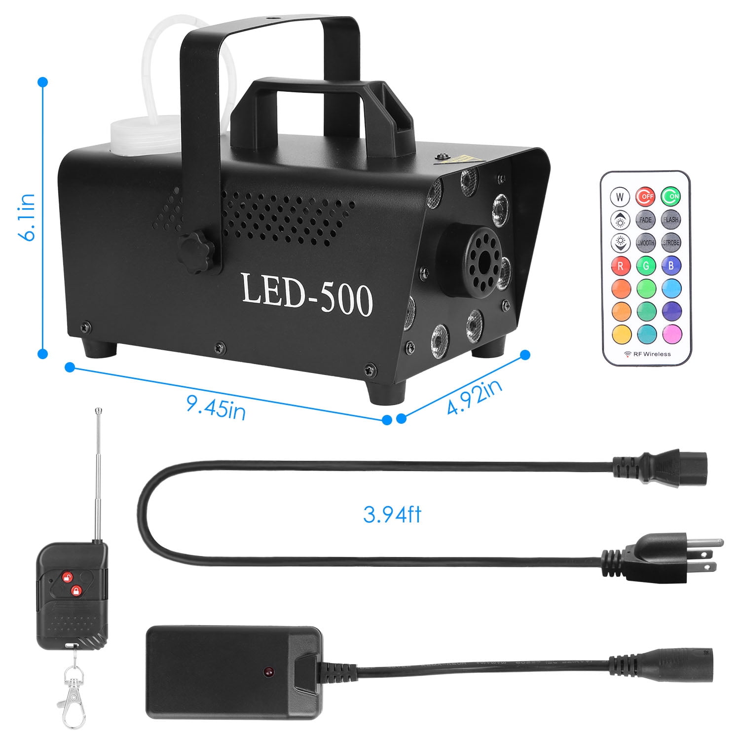 Fog Machine 2000CFM Colorful Smoke Machine with 8Pcs LEDs 5 Lighting Effects 3-Level Brightness