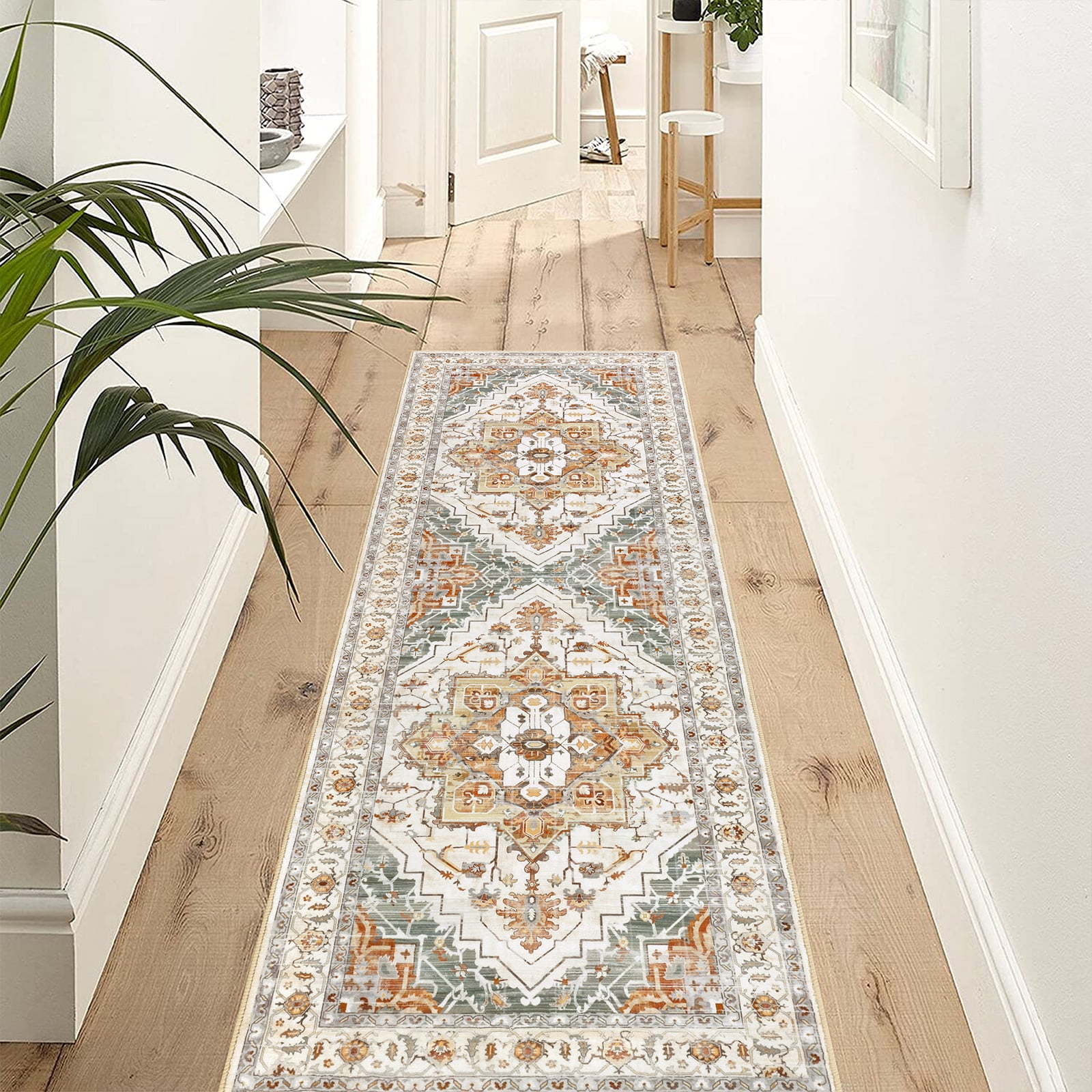 Ileading 2' x 6' Boho Runner Rugs Washable Area Rug Carpet Non Slip Runner Rug for Home Decor Entryway Hallway Bedroom