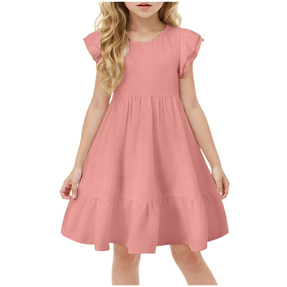 Gubotare Girls Summer Dresses Layered Tulle Tutu Dress for Toddler Girls Baby Girl Rainbow Tutu Princess Skirt with Flower Headband. (Pink,Size 9-10 Years)