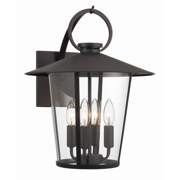 Crystorama Andover 4 Light Matte Black Outdoor Wall Mount - 14"W x 17.25"H x 15.5"D