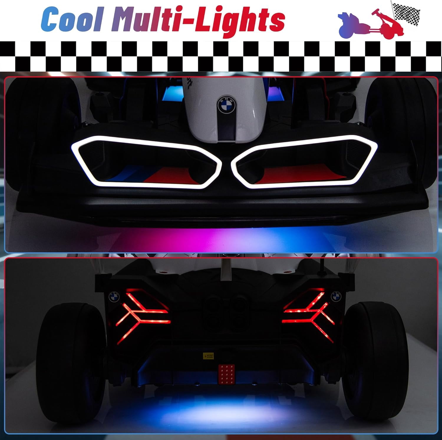 Licensed BMW Kids Electric Go Kart with Drift Mode, Dual 300W Motors, 36V Battery, Adjustable Seat & LED Lights, Akaber 2-Speed Drift Kart for Ages 6-12