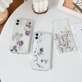 thumbnail image 4 of Soft Case Compatible With Iphone 12, Clear Floral Flower Pattern Print Design Flexible Tpu Shockproof Cover For Women Girls,Flower Protective Phone Case 6.1", Purple Peony[L1384], 4 of 5
