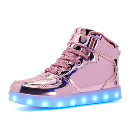 

Engtoy Kids LED Sneakers for Boys Hook&Loop Low Light Up Shoes LED Girls USB Recharging