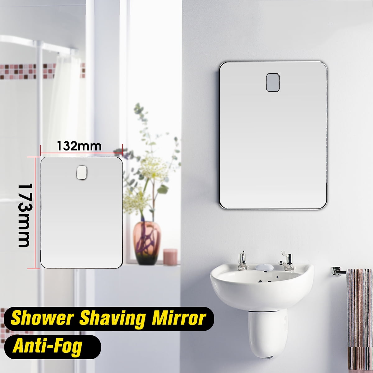 Home Pro Fogless Shower Shaving Bath Bathroom Makeup Mirror Wall Anti
