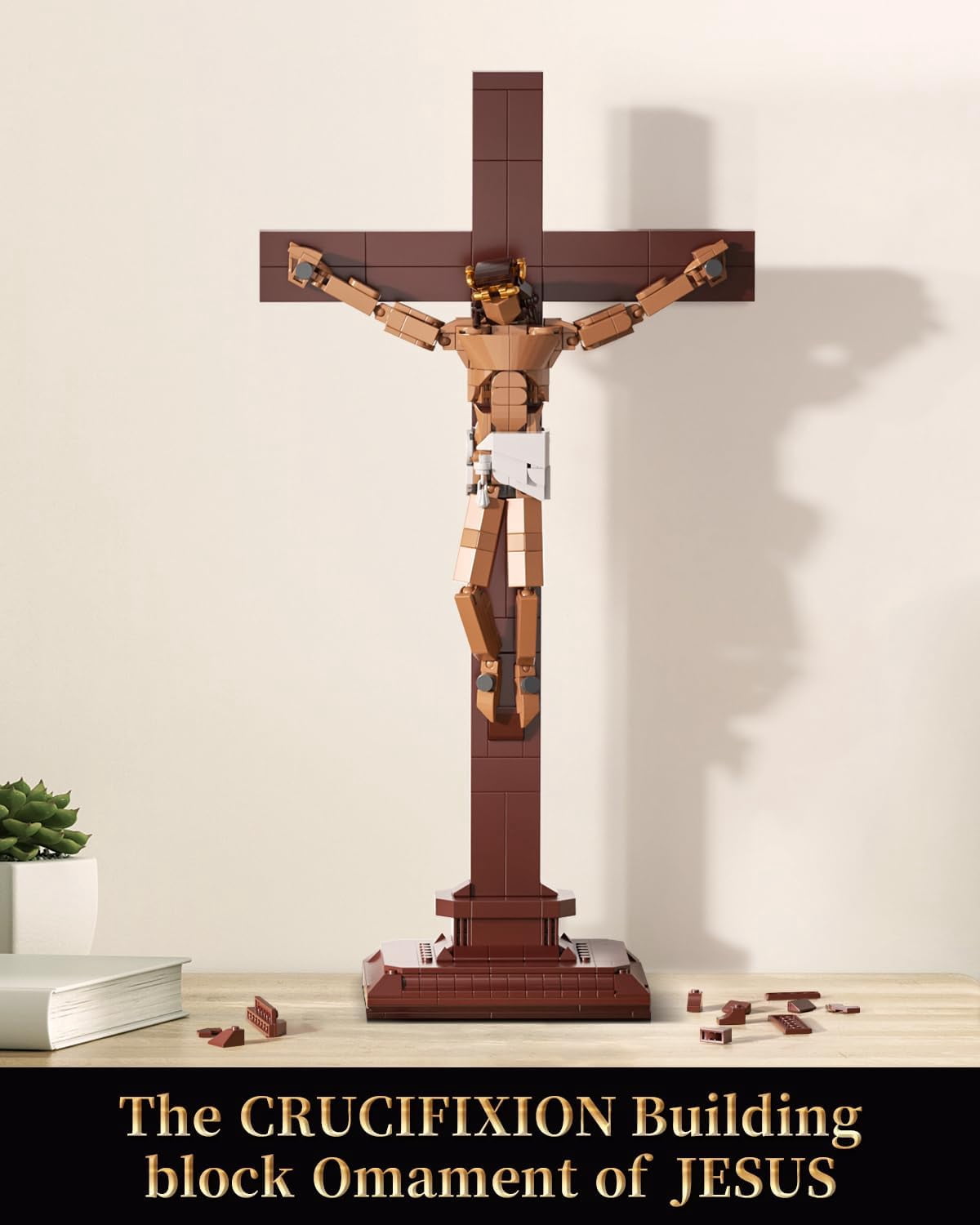 Jesus Crucifixion Building Blocks Set, Compatible Religious Christian Toy Gift for Adults, Bible Story Model for Home Church Office Decor, 588 PCS