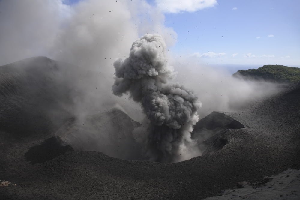 Yasur eruption Tanna Island Vanuatu Canvas Art - Martin RietzeStocktrek Images (34 x 23)