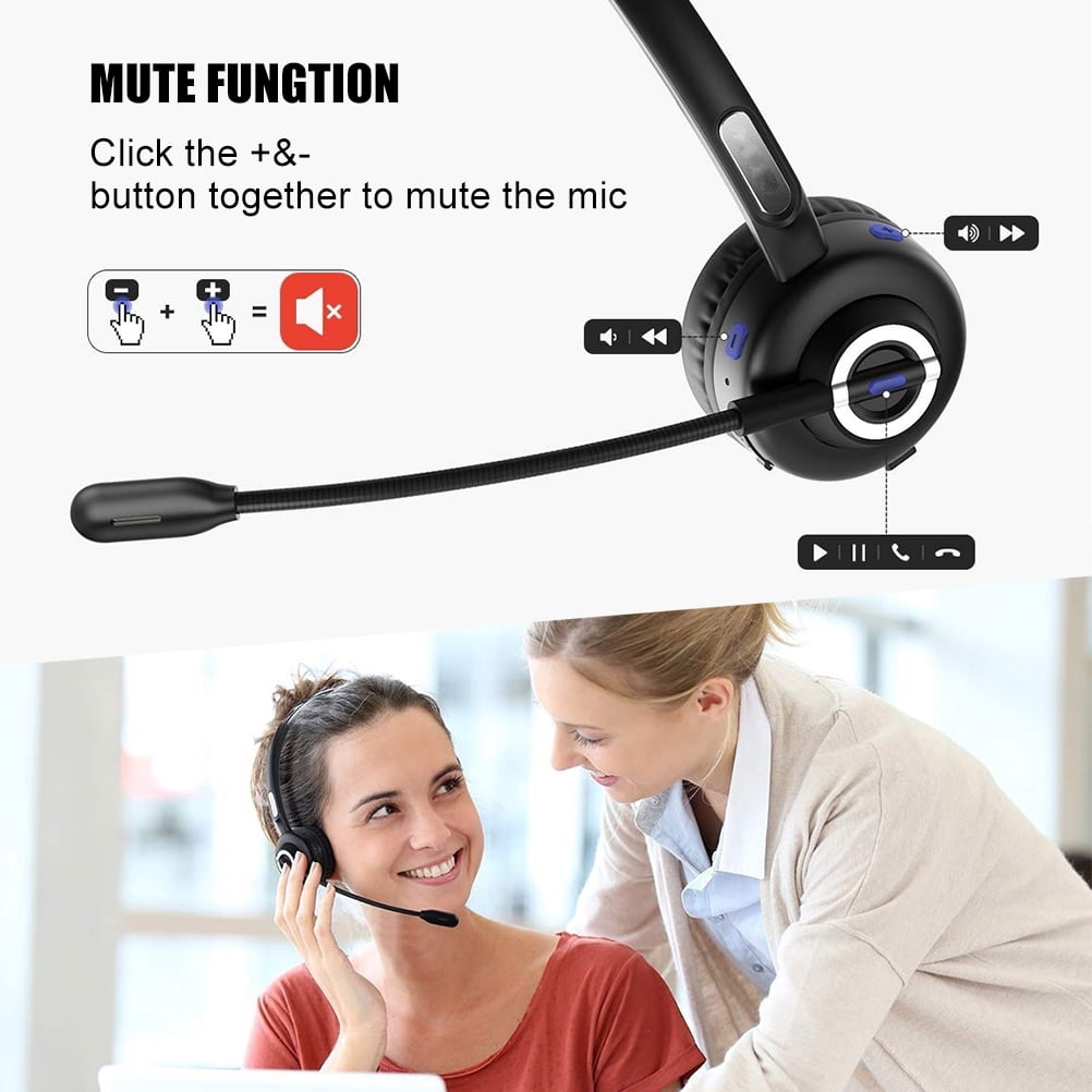 Hydanny Bluetooth 5.0 Headset Wireless Headset with Microphone Charging Base for Office Business Call Center Home Smartphones PC