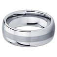 thumbnail image 2 of Silly Kings 8mm Silver Tungsten Carbide Wedding Band Dome Shape Ring Men & Women Comfort Fit, 2 of 3