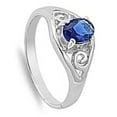 thumbnail image 4 of CHOOSE YOUR COLOR Blue Simulated Sapphire Filigree Swirl Shine Ring .925 Sterling Silver Band CZ Female Size 7, 4 of 4