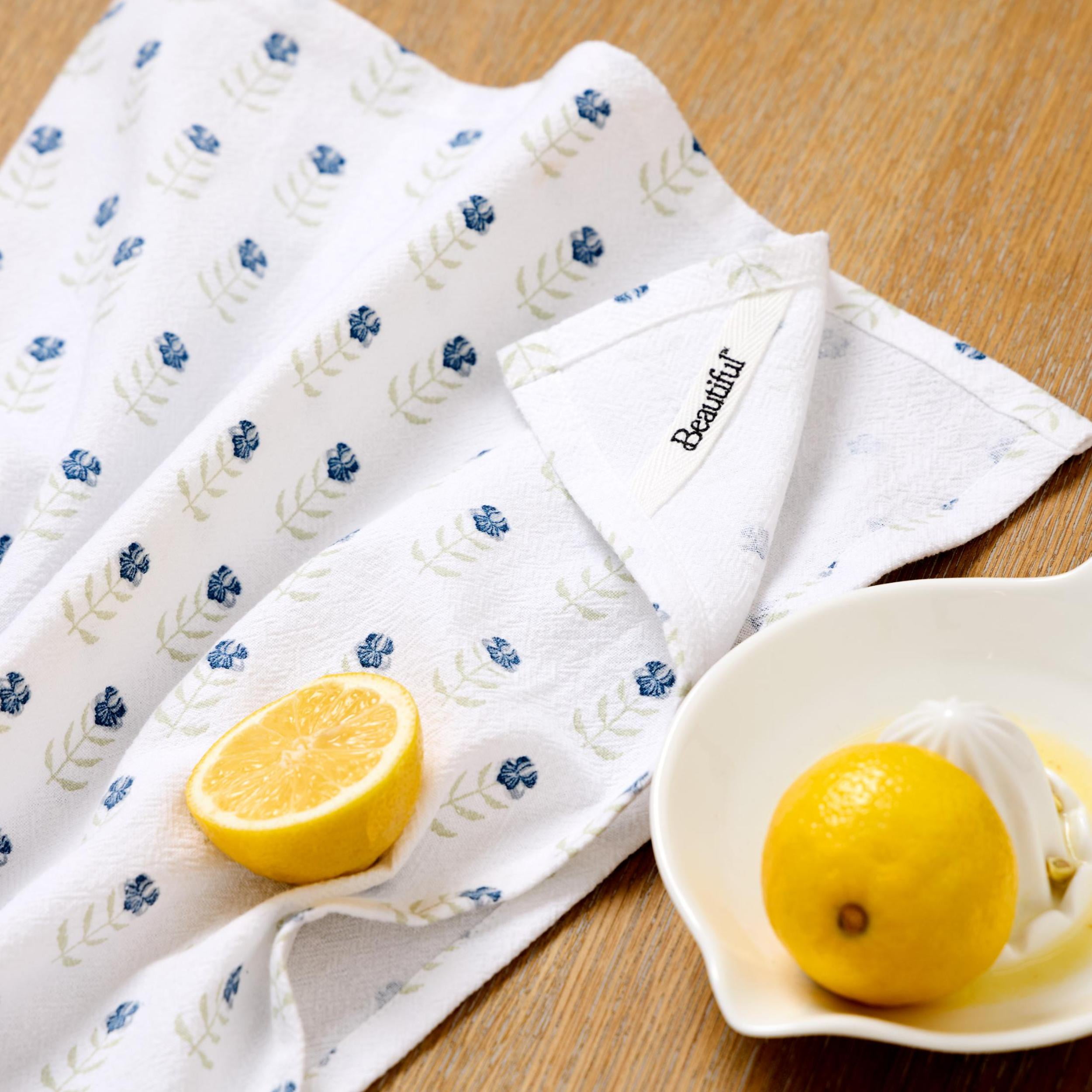 Beautiful Home by Drew Barrymore 1-Piece Printed Floursac Cloth, Cornflower Blue, 30"W x 30"L