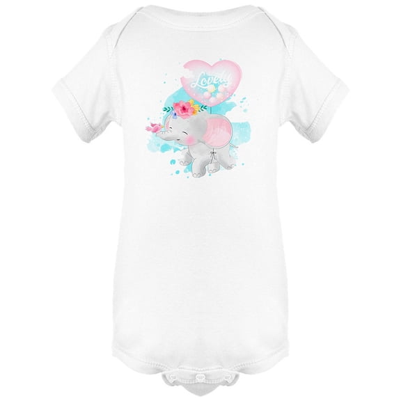 Cute Elephant With Love Balloon Bodysuit Infant -Image by Shutterstock, 6 Months