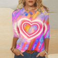 thumbnail image 2 of QTOCIO 3/4 Hauts à Manches pour Femmes, Hauts d'Été à Manches 3/4 pour Femmes, T-Shirts de Mode Décontractés Col Rond Manches 3/4 T-Shirt Ample Blouses pour Dames, 2 of 5