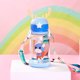 thumbnail image 1 of Botella de agua con forma de asta de 600 ml, botella de agua para niños de dibujos animados con pajita, taza de agua portátil para niños, hombre azul, 1 of 1
