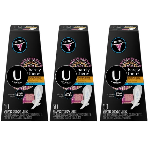 U By Kotex Barely There Thong Panty Liners, 50 Ct 3 Pack Walmart