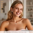 thumbnail image 5 of Linawe Rhinestone Pendant Necklace for Women, Hypoallergenic Stainless Steel Chain Double Circle Necklace, Interlocking Rose Gold Necklaces Moissanite Diamond Crystal Jewelry, 5 of 7