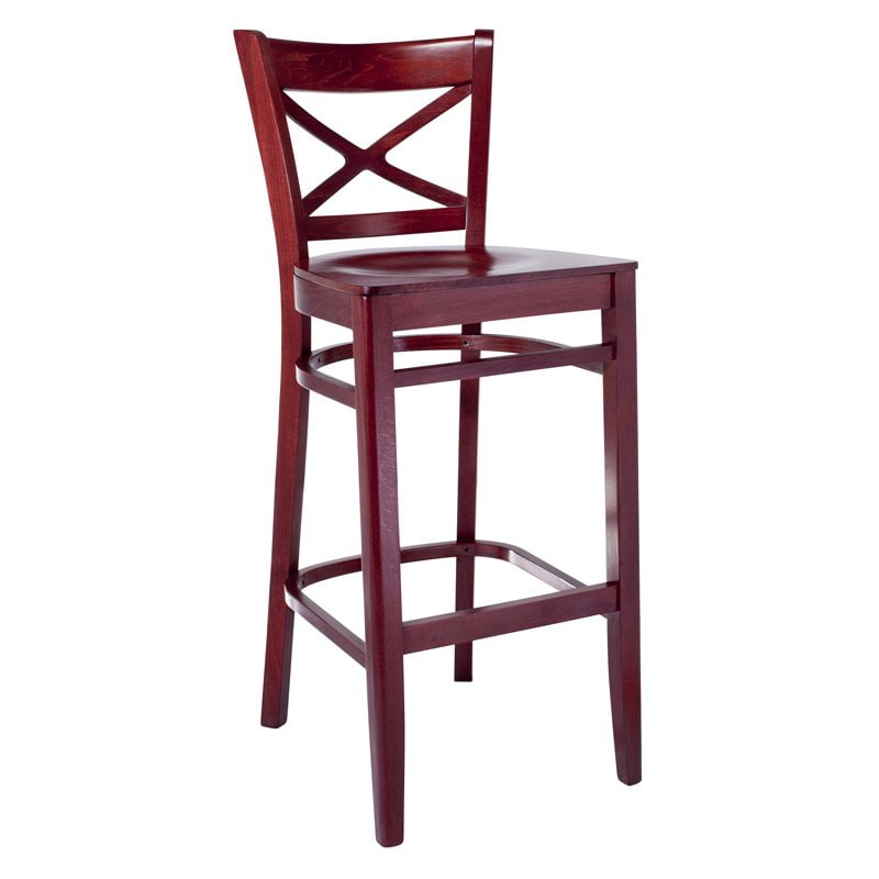Beechwood Mountain Cross Back 30" Wooden Bar Stool in Mahogany