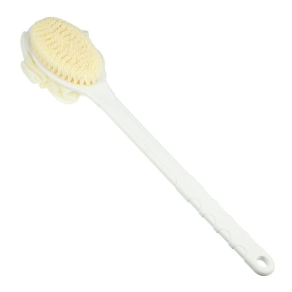 Unique Bargains 1 Pc Long Handle Bath Brush Back Scrubber for Bath for Shower 4.33"x2.56" White