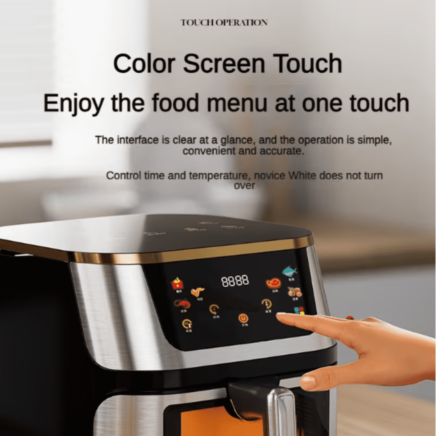Air Fryer 10 Qt Max 450F for Cooking, 6 Presets Fry Touch Panel Easy View Window, New Black