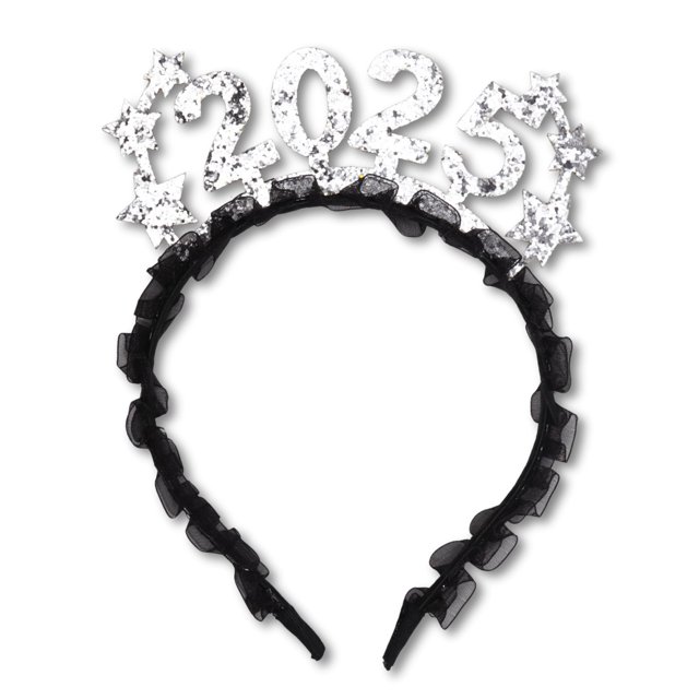 Needzo 2025 Feliz Año Nuevo Diadema Glitter Headwear Decoraciones para fiestas Talla única