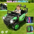 thumbnail image 5 of Funcid 24 Volt Ride on toys, 2-Seater Ride on Cars with Remote Control, 400W Electric Car for Kids, Ride on UTV w/ Bluetooth, MP3, Seat Belts, Volume Adjustment, Suspension, Green, 5 of 9
