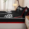 thumbnail image 5 of Manfei Checkered Racing Flags Zipper Full Size Comforter Sets with Fitted Sheet and 2 Pillowcases,Classic Geometric Print Zipper Bedding Set,Black Red,Black Reversible,4pcs, 5 of 8