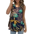 thumbnail image 4 of Mengpipi Tank Top for Women Summer Pleated Loose Casual Sleeveless Tunic Tops , 01 Floral Yellow-L(US 12-14), 4 of 5