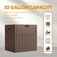 thumbnail image 5 of ZYJOYY 33 Gallon Resin Deck Box, Weatherproof Outdoor Storage Box for Patio, Garden, Pool, and Yard, Lockable Waterproof Bin for Tools, Cushions, and Accessories, Brown, 5 of 8