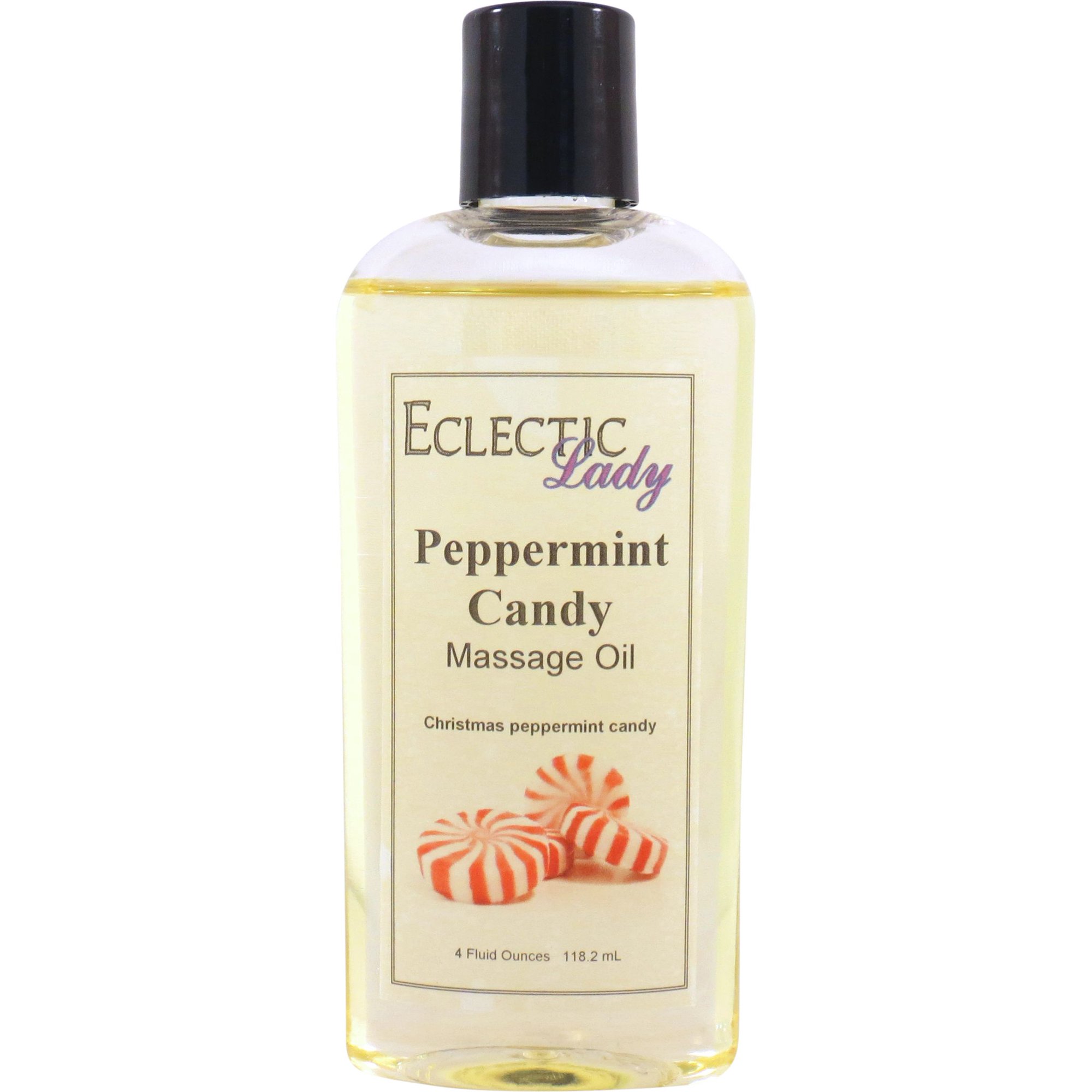 Peppermint Candy Massage Oil by Eclectic Lady, 8 oz, Sweet Almond Oil and Jojoba Oil