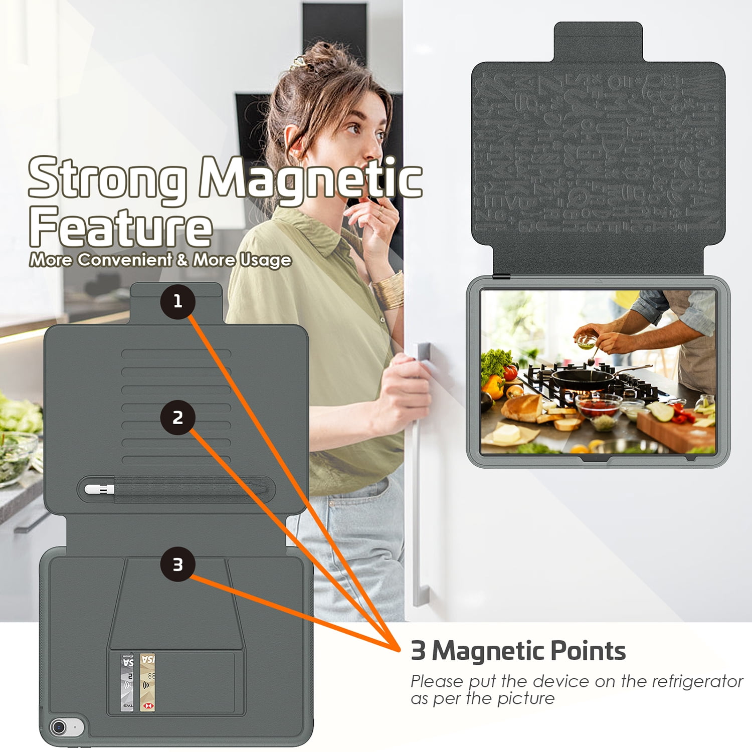 Allytechgroup Magnetic Case for Apple iPad (A16) 11th Gen 11" 2025/ iPad 10th Gen 10.9" 2022, Auto Sleep Wake Multi Angle Viewing Stand Build-in Pencil Holder Protective Bumper Tablet Case, Gray