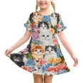 thumbnail image 6 of Ugoldhm Casual Girls Graphic Print Summer Dress - Short Sleeve Crew Neck Midi Dresses, Size 3-12, 6 of 9