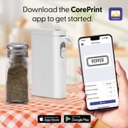 Core Innovations Wireless Bluetooth Portable Label Maker with Built-in Cutter and Starter Rolls