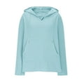 thumbnail image 4 of JGGSPWM Women Beach Cover Up Hoodies Long Sleeve V Neck Pocketed Hooded Shirt Top Sweatshirt Light Blue 2XL, 4 of 9
