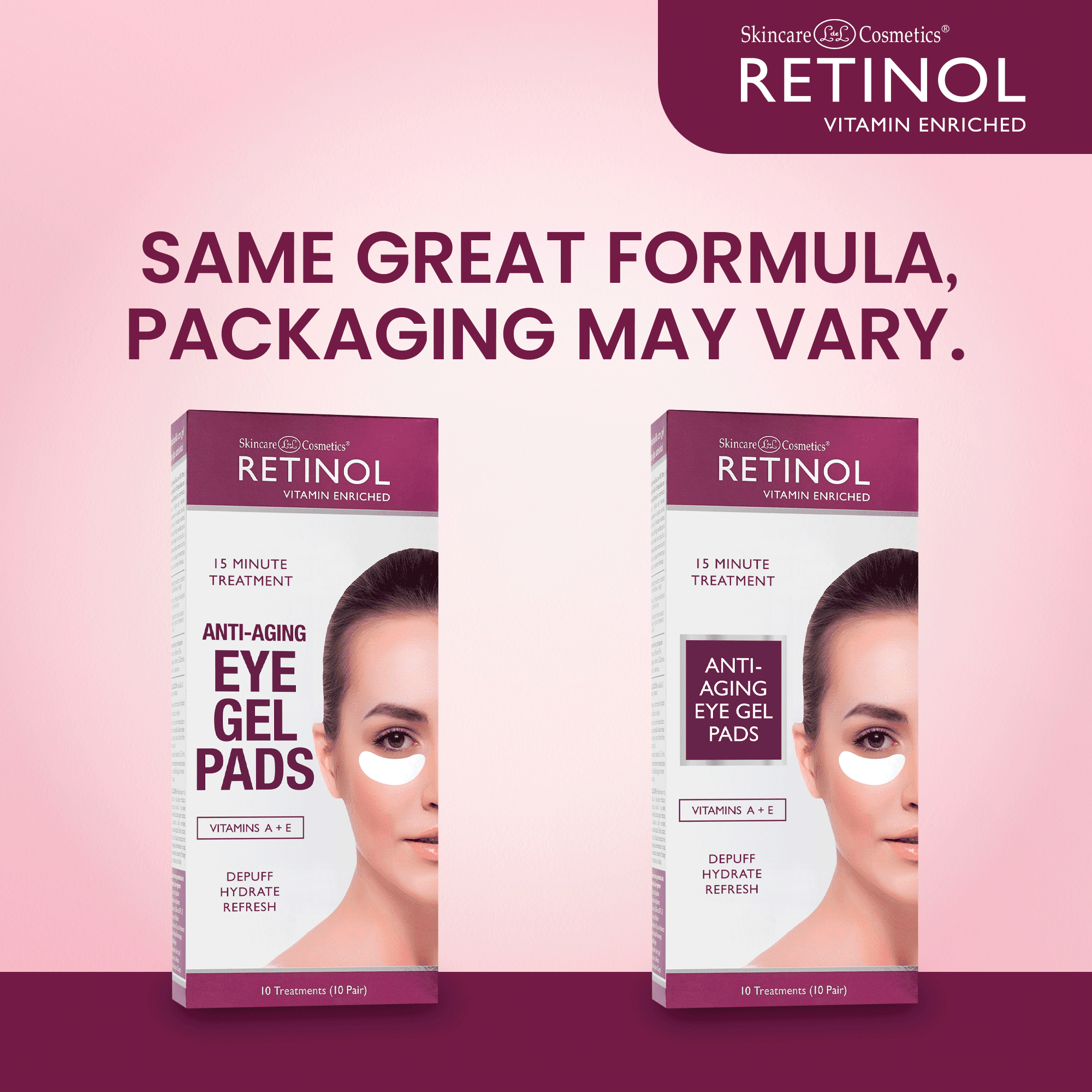 Retinol Anti-Aging Gel Eye Pads with Vitamin A, De-Puffing Skincare Treatment, 10 Pairs