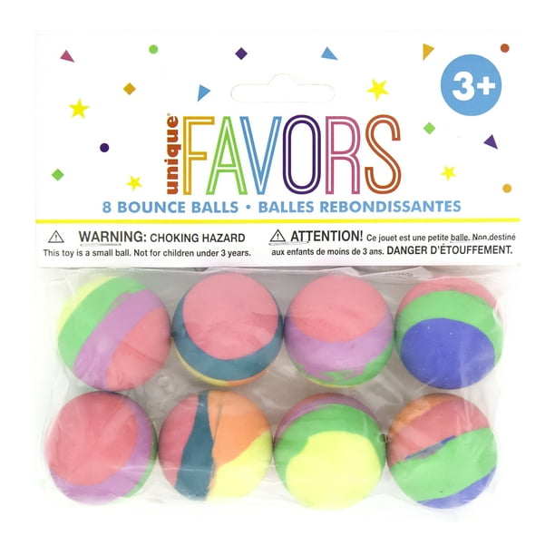 Striped Bouncy Ball Party Favors, Neon, Assorted, 8ct