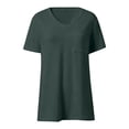 thumbnail image 4 of Gaexia Women's Casual Short Sleeve Pocket Tee Crew Neck Basic Top For Everyday Wear Stylish Comfort Solid (Dark Green,L), 4 of 5