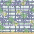 thumbnail image 2 of Tropical Fabric by the Yard Upholstery, Exotic and Pastel Tone Pineapples Palm Trees on a Background of Stripes, Decorative Fabric for DIY and Home Accents, Lavender Yellow Green by Ambesonne, 2 of 5
