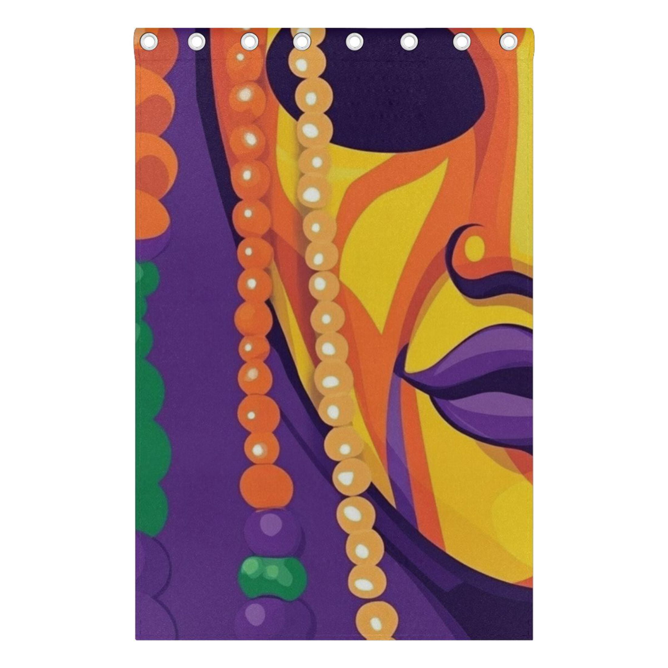 Mardi Gras Mask and Beads Blackout Curtains for Living Room Bedroom 55W x 72/84L Insulated Window Drapes 2 Panels