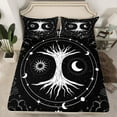 thumbnail image 2 of Castle Fairy Tree Of Life 3pcs Twin Sheet Sets for Teenagers,Bohemian Theme Twin Fitted Sheet,Black White Breathable Flat Sheet,Microfiber Bedroom Decor, 2 of 7
