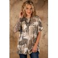 thumbnail image 5 of Unique Western Graphic Tee for Women - Khaki Cuffed Sleeve Crewneck | [ZhiHiMeRi] | (US 8-10)M, 5 of 12