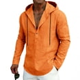 thumbnail image 2 of fatyb Mens Hooded Shirts Button up Long Sleeve Casual Pullover Lightweight Loose Beach Vacation Hoodies, 2 of 7