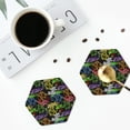thumbnail image 4 of Fuzoiu Game Joysticks Print Leather Coasters Set,Drink Coasters Set of 4,for Tabletop Protection, Durable PVC Coasters,Home Décor and Housewarming Gift-Hexagon, 4 of 6